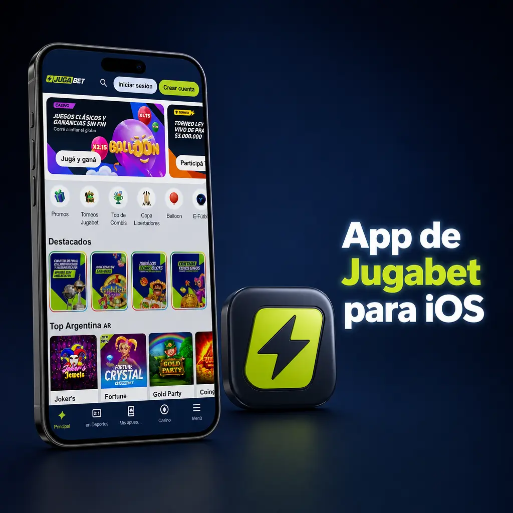 Aplicación móvil de Jugabet para iPhone y iPad con acceso PWA, sin descarga en App Store, compatible con iOS 13.0