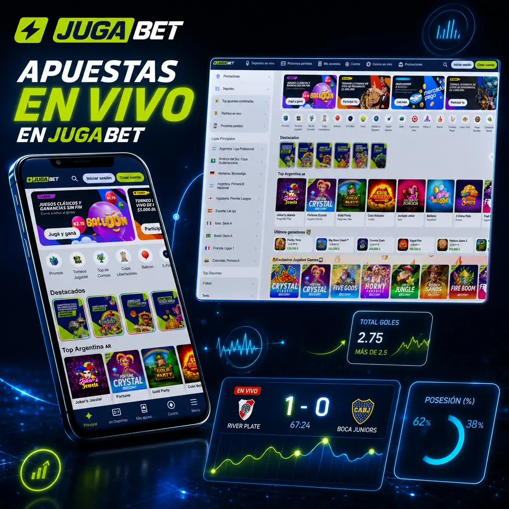Apuestas en vivo en Jugabet con cuotas en tiempo real para fútbol, tenis, baloncesto, esports y más deportes