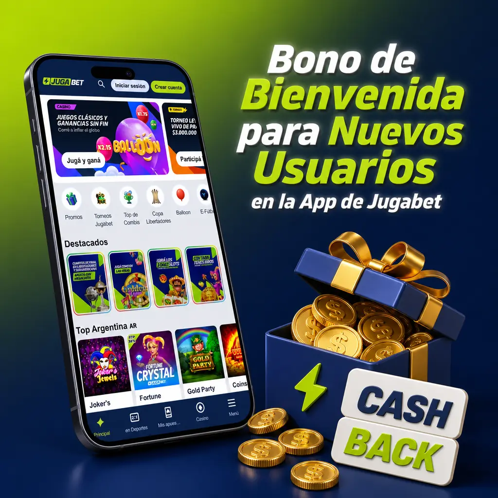 Bono de bienvenida Jugabet app: 375% en depósitos para casino y deportes hasta 650.000 ARS