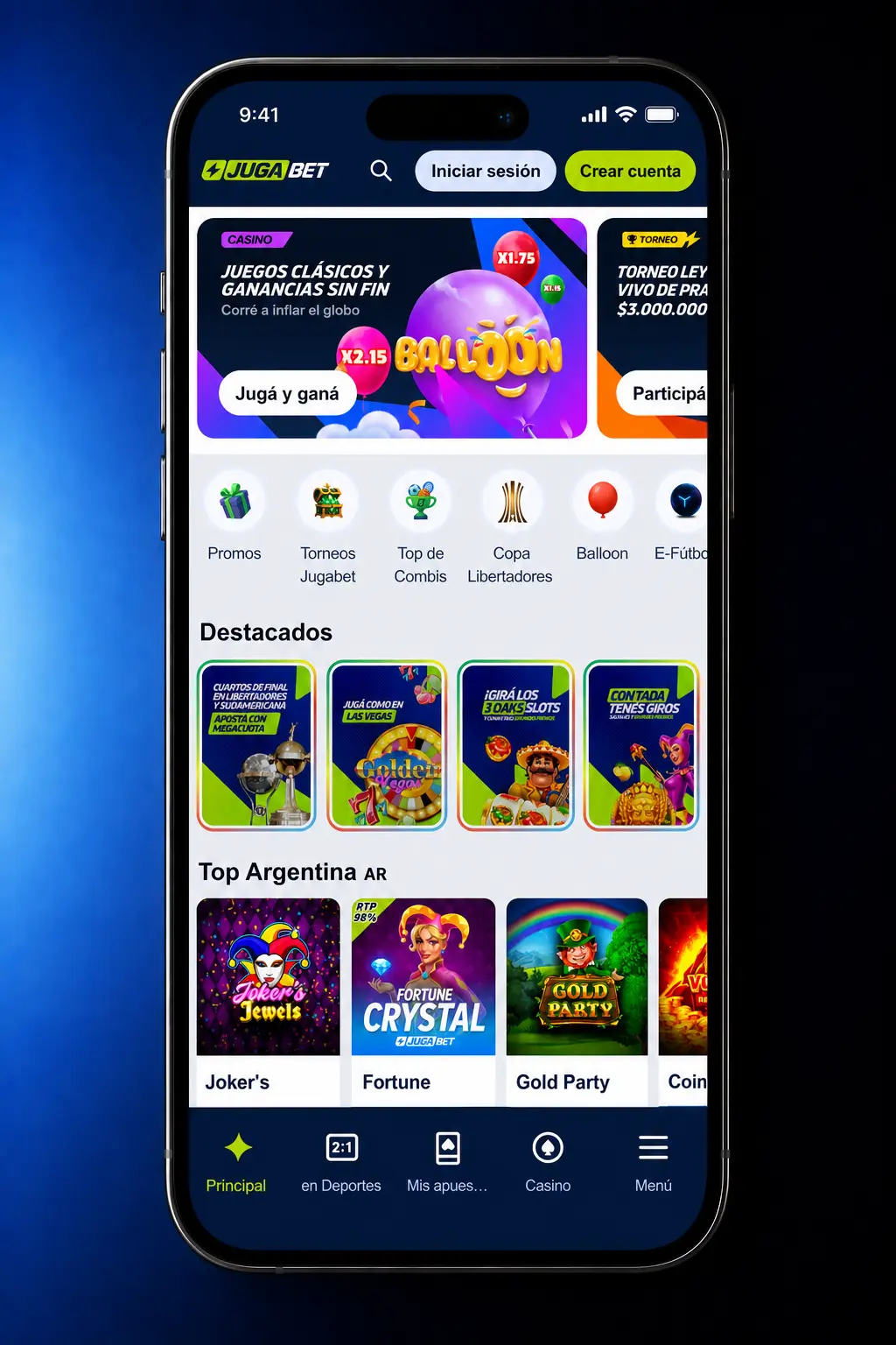 Depósito en app Jugabet Argentina con métodos como Mercado Pago, AstroPay y criptomonedas desde móvil