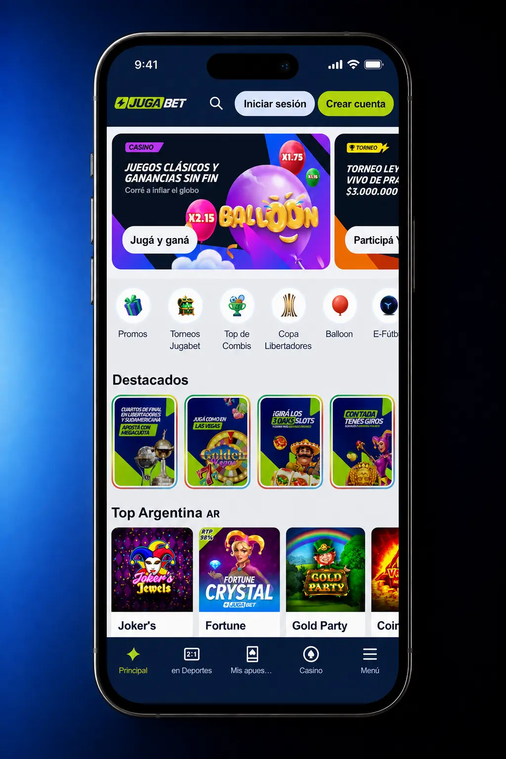 Depósito en app Jugabet Argentina con métodos como Mercado Pago, AstroPay y cripto desde móvil
