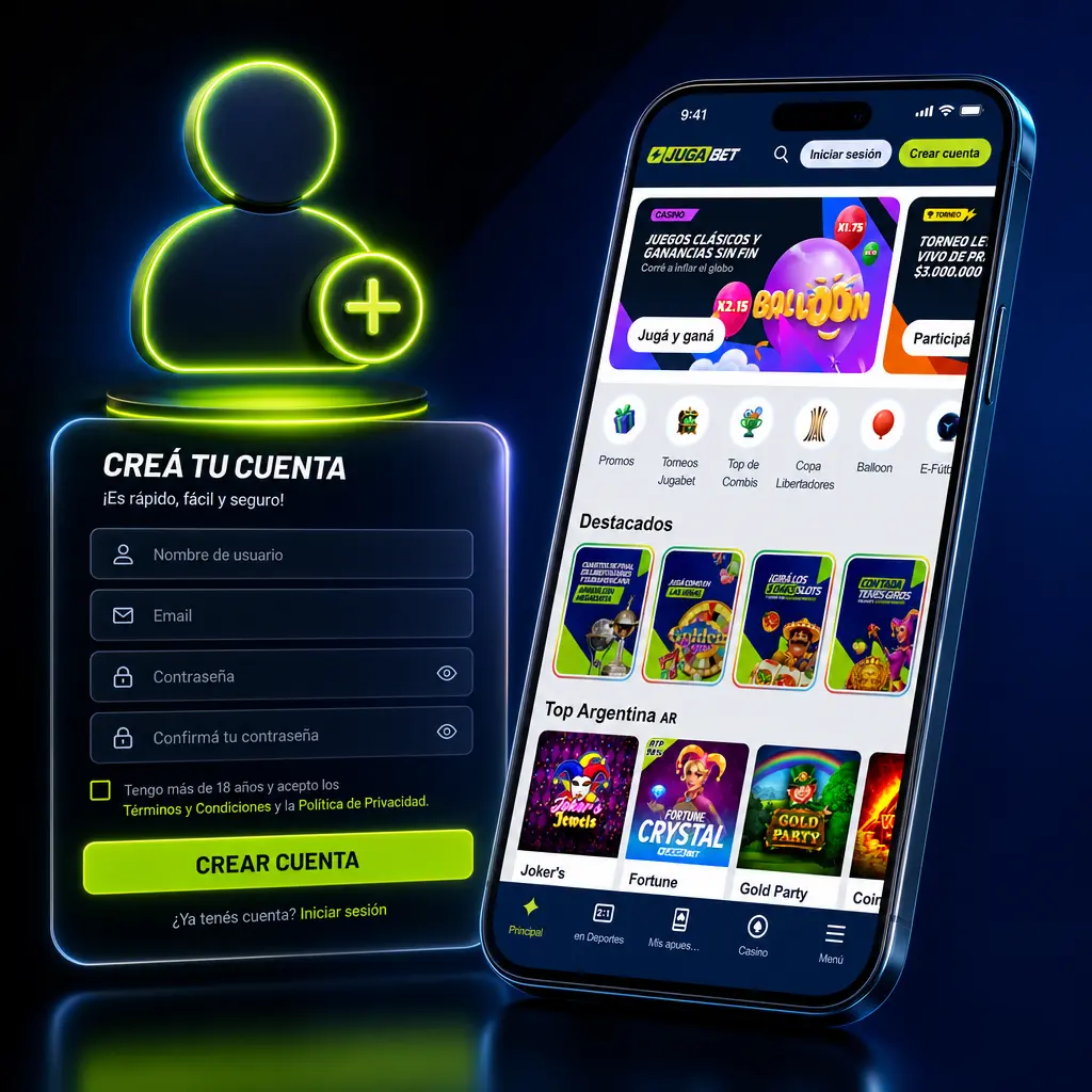 Pasos para registrarse en Jugabet desde Argentina con acceso a sportsbook, casino y bonos en ARS
