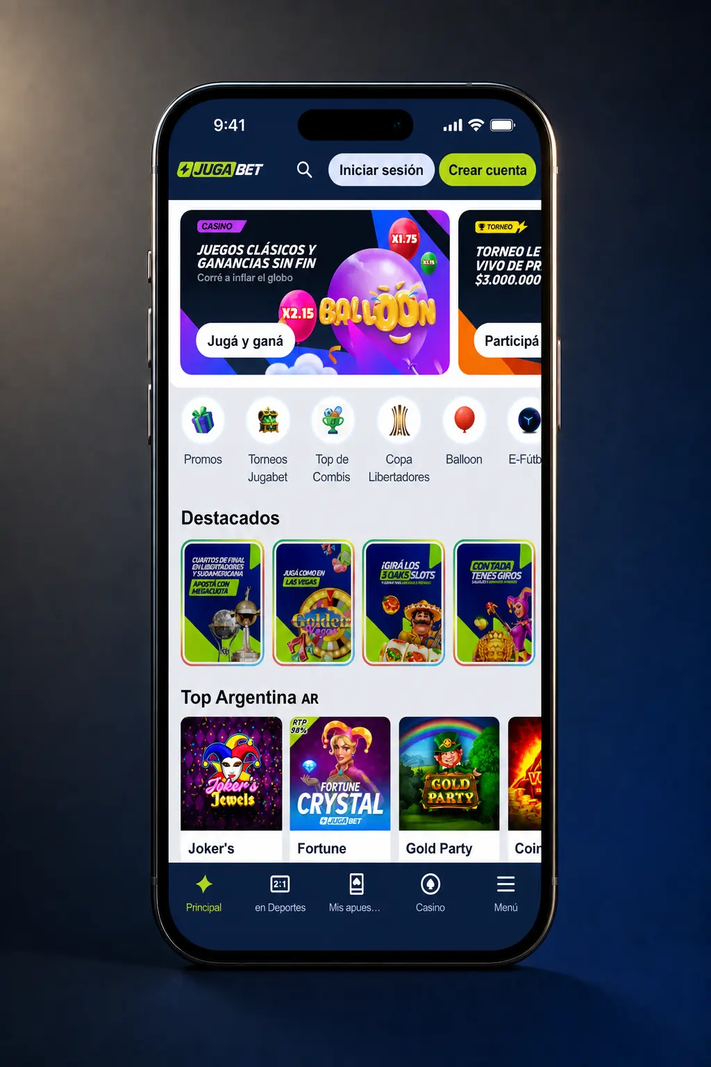 Pantalla de retiro en la app de Jugabet mostrando métodos disponibles como Mercado Pago y criptomonedas en Argentina