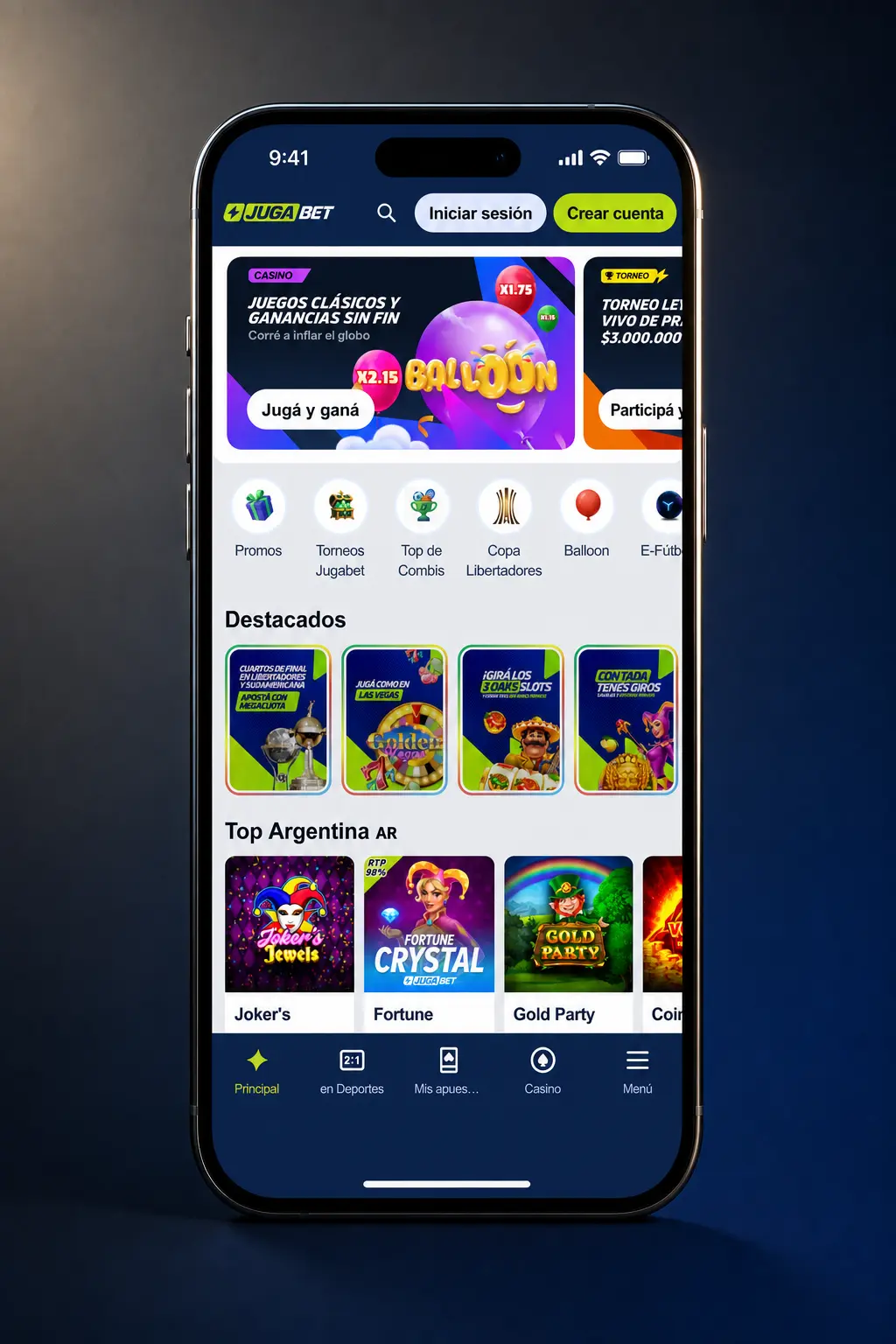 Pantalla de retiro en la app de Jugabet con opciones como Mercado Pago, AstroPay y criptomonedas para Argentina