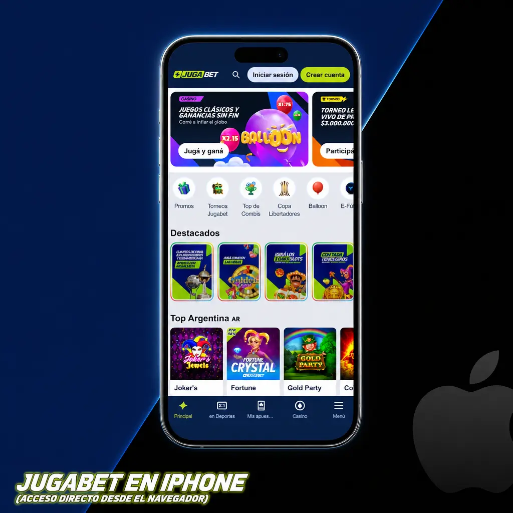 Jugabet en iPhone acceso directo desde Safari para agregar ícono a pantalla de inicio en iOS sin app nativa